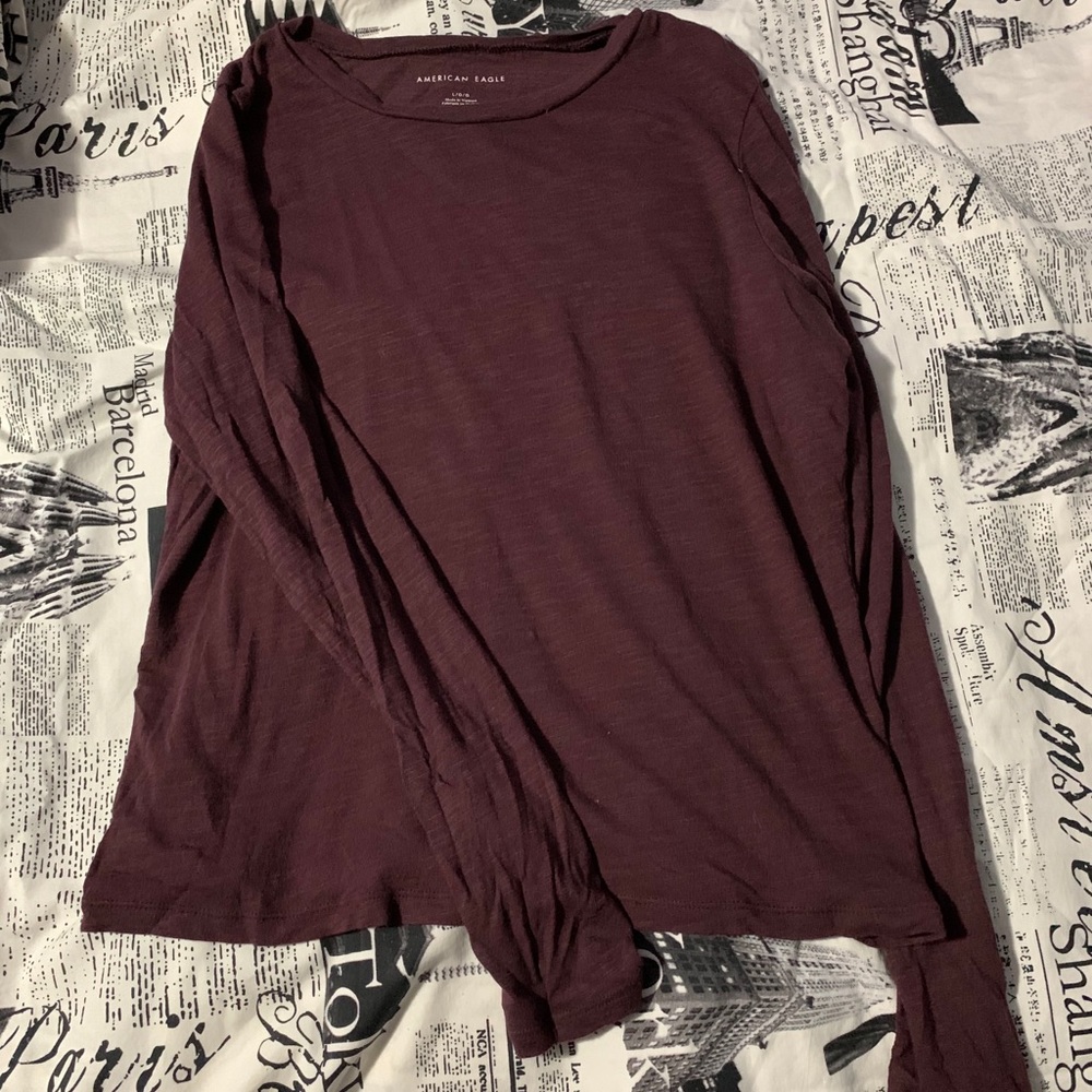 Burgundy American Eagle Long-Sleeve - Size L